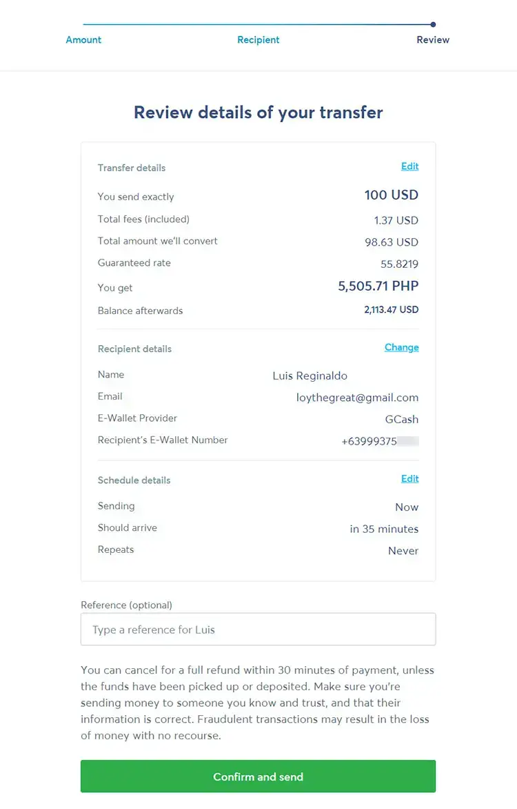 生活攻略-如何从 Wise (TransferWise) 转账到 GCash(9)