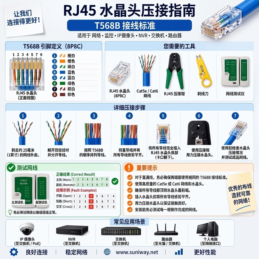网络通讯-RJ45 水晶头压接指南 —— T568B 接线标准(1)