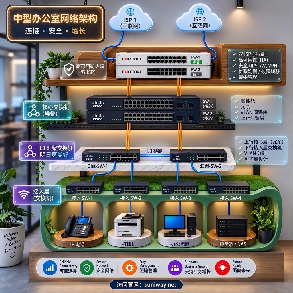 网络通讯-中型办公网络架构 —— 各组件如何协同工作(1)