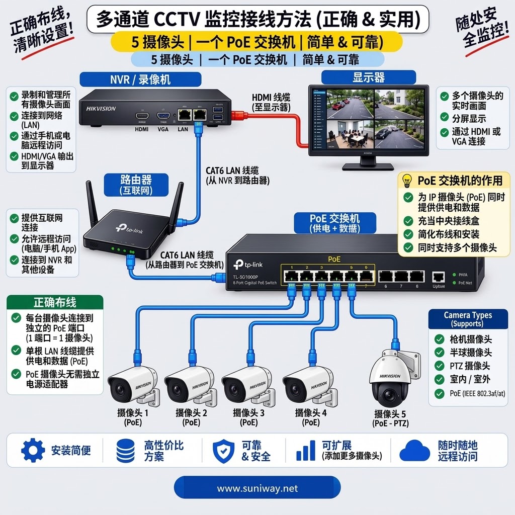 网络通讯-多通道 CCTV 监控——正确且实用的 PoE 接线方案(1)